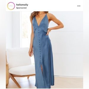 Hello Molly • Shoreline Blue Midi Satin Dress • US 6